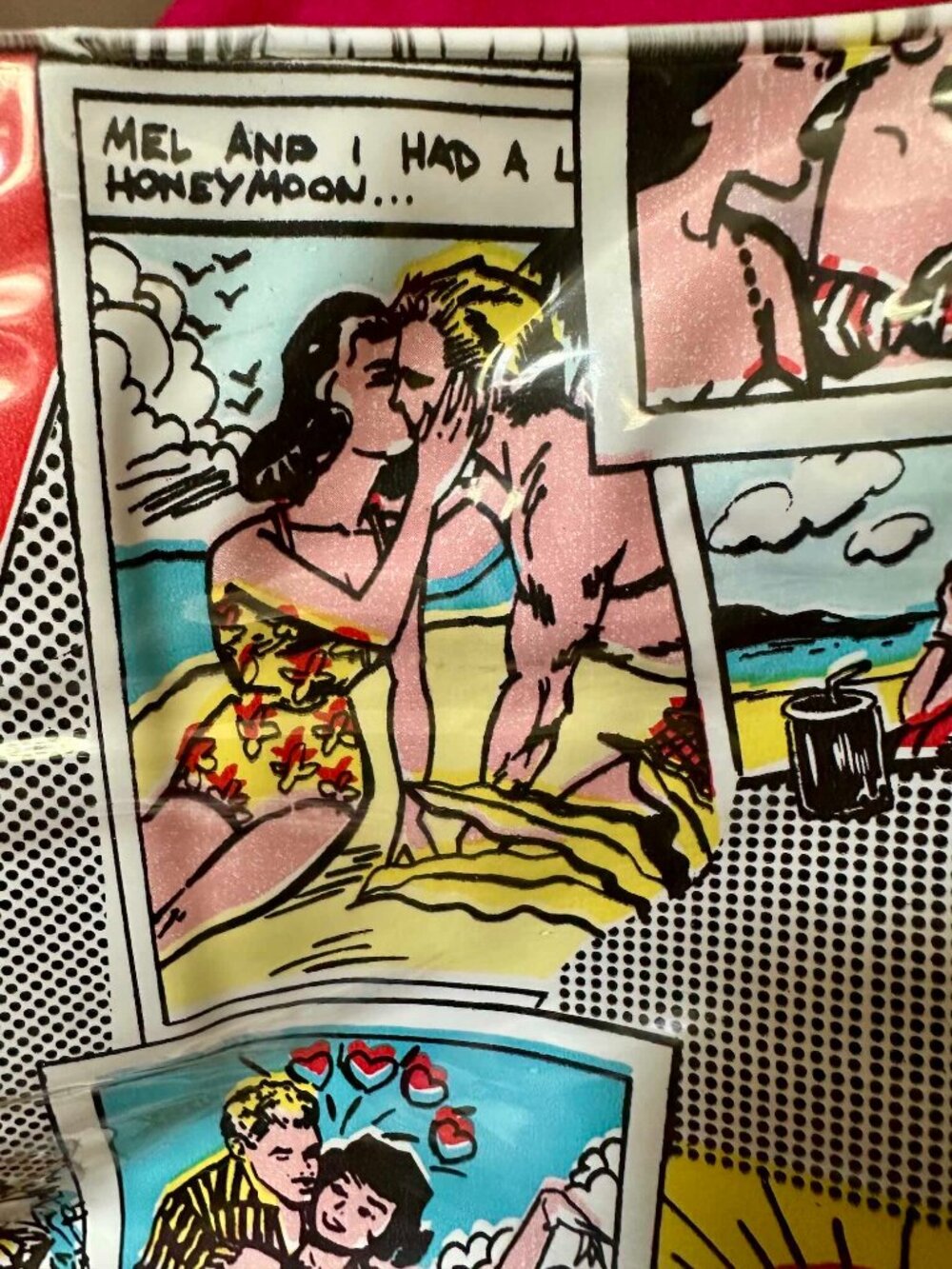Vintage rare Fiorucci comics clutch 80sbeach bag vinyl ziplock pouchette pouch